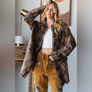 Oli & Hali Oversized Flannel Plaid Shacket NWOT